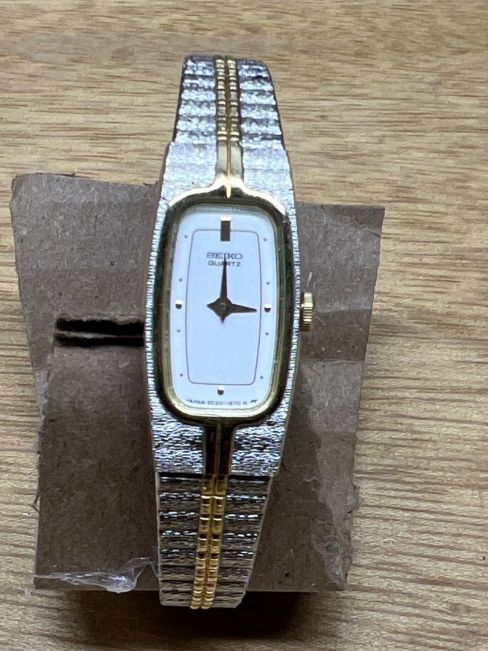 Vintage Seiko 2E20-6319 RO Two Tone Silver and Gold  Ladies Cocktail Watch